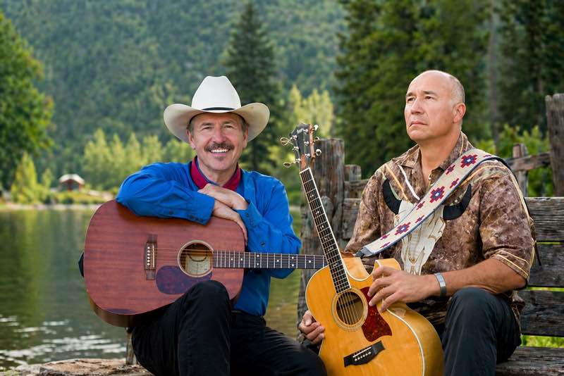Rob Quist and Jack Gladstone live acoustic guitar Montana music duo Georgetown Lake festival