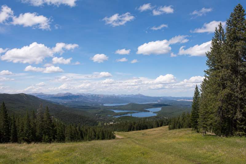 Summer view of Georgetown Lake and the Pintler Mountains from Discovery Ski Area near Philipsburg, Montana